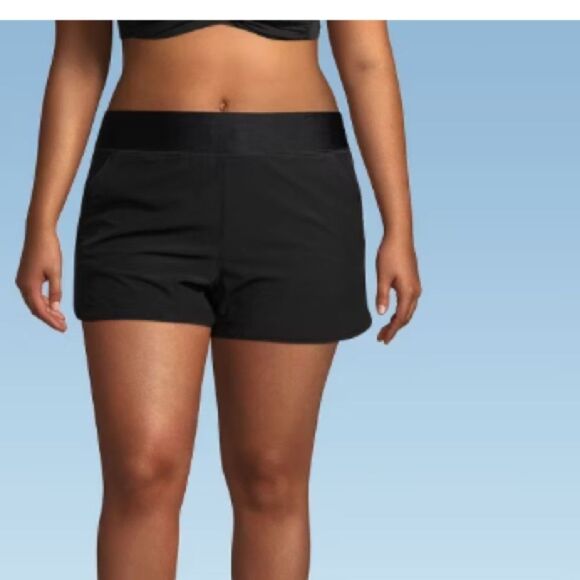 Lands' End Sunshade UPF 50 3 Inch Board Shorts With Panty Black Plus 20w, NEW - Picture 1 of 10